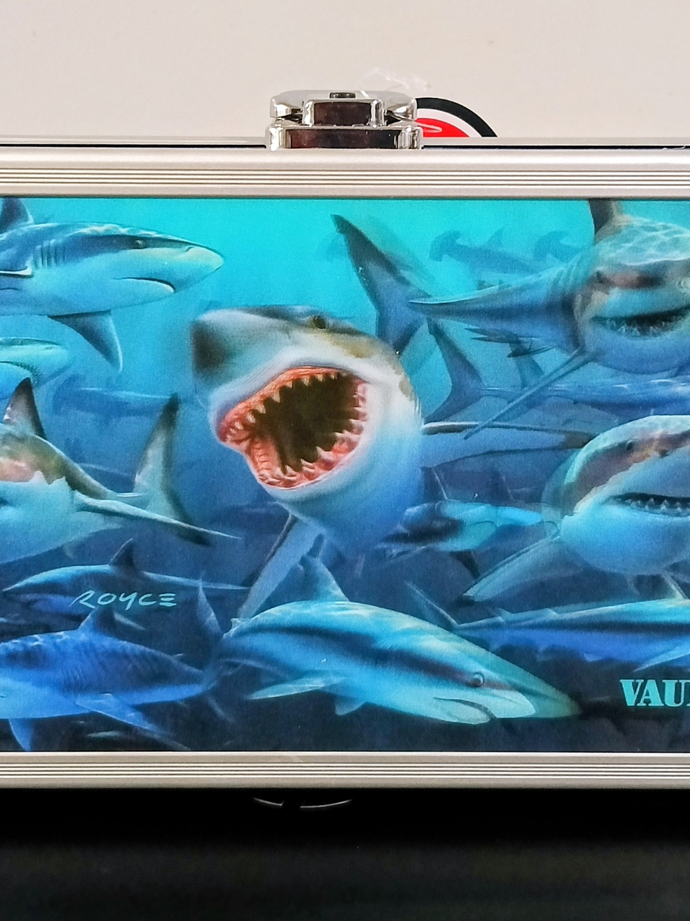 Vaultz Locking Personal Storage Box - Shark Attack Graphic - Secure Treasure.NWT